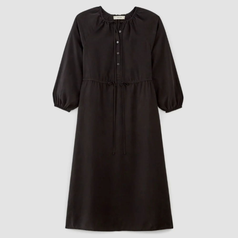 Everlane Tencel Gathered Maxi Dress Black Large